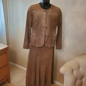 2pc Brown Denim Jacket & Skirt